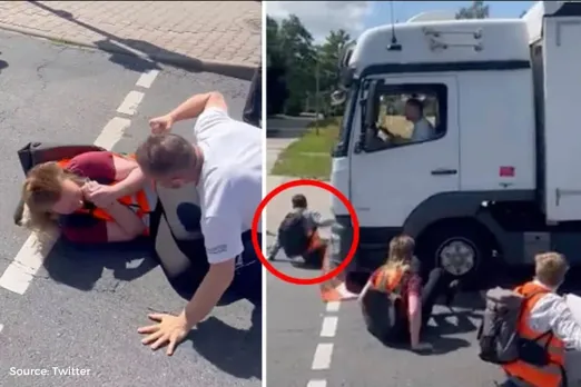 Video of climate protestors dragged off road in Germany