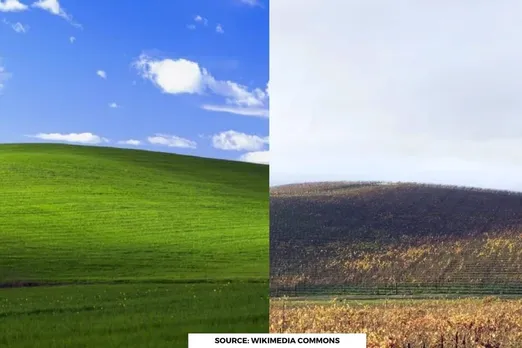 How landscape of most famous Windows XP wallpaper in history changed