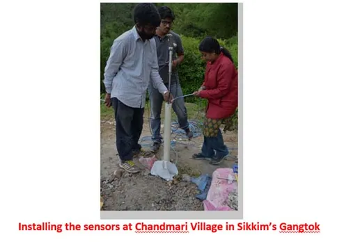 Installing the sensors at Chandmari Village in Sikkim’s Gangtok
