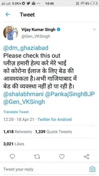 gen vk singh deleted tweet