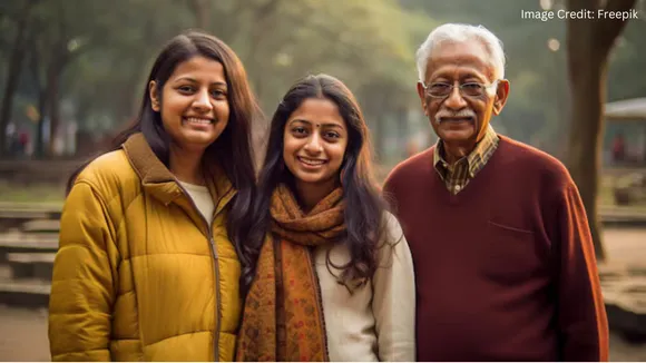 Girl with her parents