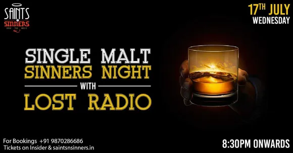 Single Malt Sinners Night with Lost Radio at Saints N Sinners