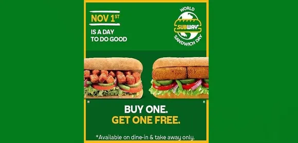 Subway to Celebrate World Sandwich Day with #GoodComesBack Campaign and Bogo Offer on November 1