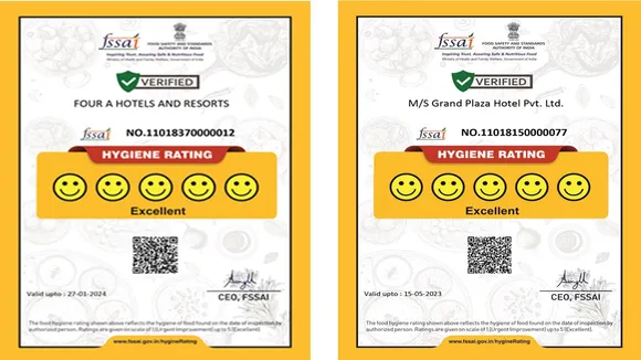 The FSSAI Excellence Certificate bagged by 2 of the Lords Hotels and Resorts properties.