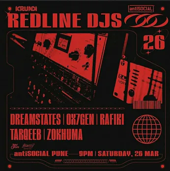 Techno Night at antiSOCIAL Pune ft. the Redline DJs on Saturday, March 26