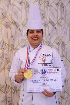 Diksha Khandelwal Wins Gold Medal in Plated Dessert Competition at Aahar 2024