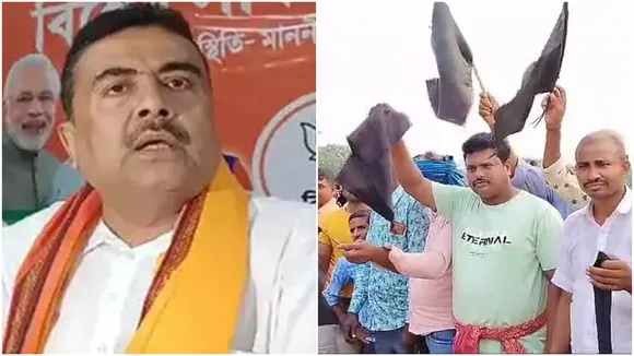 Suvendu Adhikari: শুভেন্দু অধিকারীর কনভয়ের সামনে কালো পতাকা দেখিয়ে বিক্ষোভ