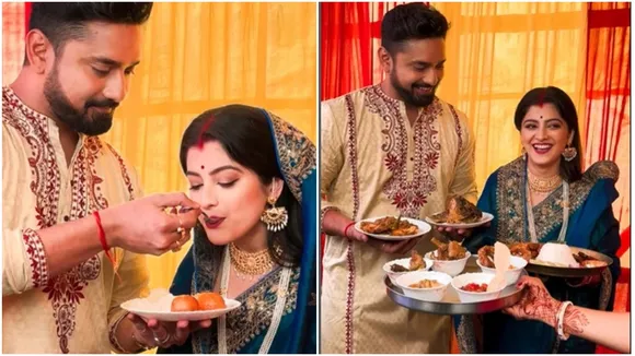 ভাত কাপড়ের অনুষ্ঠানে নবদম্পতির মিষ্টি মুহূর্ত 