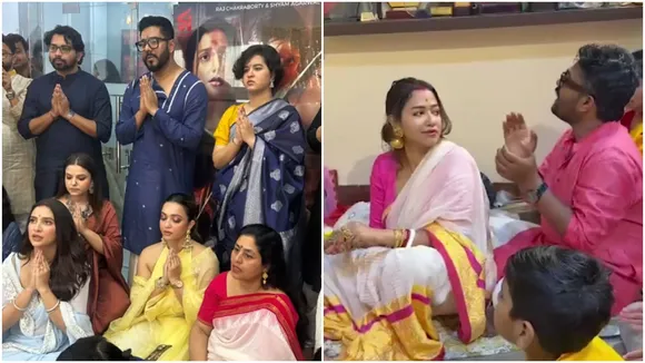 tollywood celebs saraswati puja