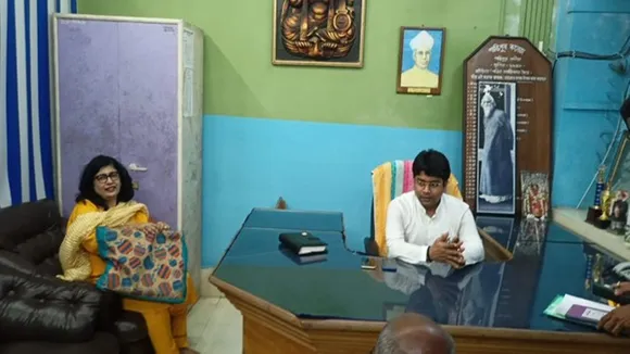 shantipur tmc mla brajakishore goswami found sitting in college principal chair