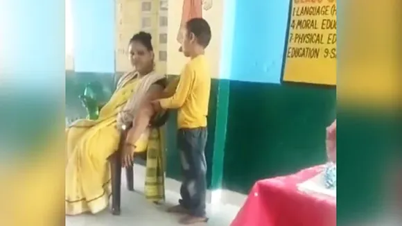 Teacher Suspended,Teacher Suspended For Taking Hand Massage,Teacher Suspended From School,Teacher Suspended Gets Hand Massage From Student,Uttar Pradesh,viral,viral news,Viral UP Teacher Videos,Viral Videos