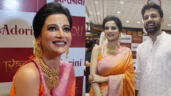 ushashi Roy being the new face of nikhil jain rangoli pujo fashion
