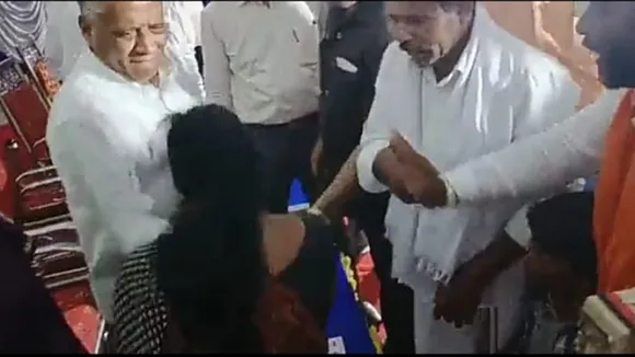 BJP minister slaps woman at an event to distribute land title deeds