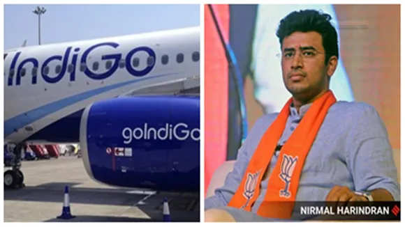 Tejasvi Surya, Tejasvi Surya IndiGo passenger emergency exit, IndiGo passenger emergency exit, IndiGo emergency exit door, IndiGo plane emergency exit, latest news, Indian Express" />