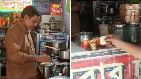 Customers come to drink tea and eat the cup