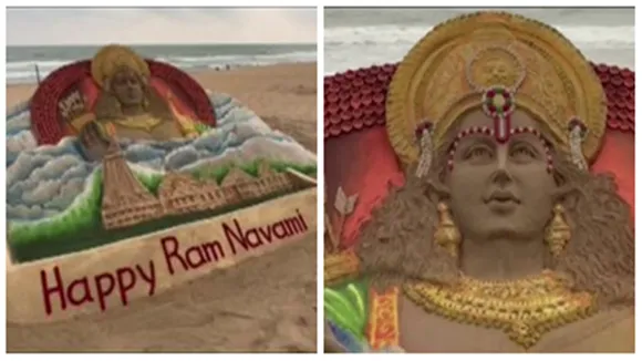 Lord Rama,Odisha Sand Artist Sudarsan Pattnaik,Puri Sand Art,Ram Navami 2023,SAND ART,Sand Artist Sudarshan Pattnaik,Sudarsan Pattnaik Sand Art"