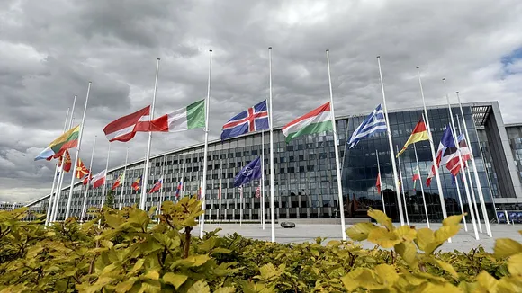 Flags of all 30 allies are flying at half-mast at NATO HQ following the appalling terrorist attack outside Kabul airport,