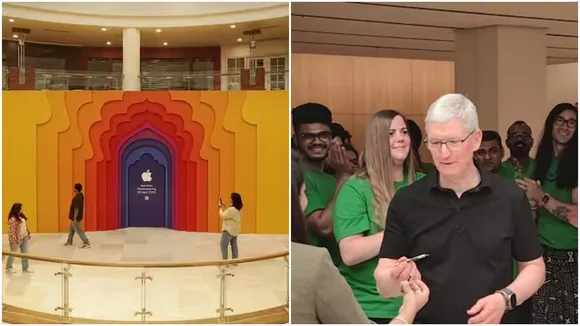 Apple store delhi, Apple store saket, Apple store saket opening, Tim cook at Apple store",