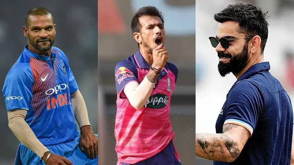 Virat Kohli, Shikhar Dhawan, Yuzvendra Chahal