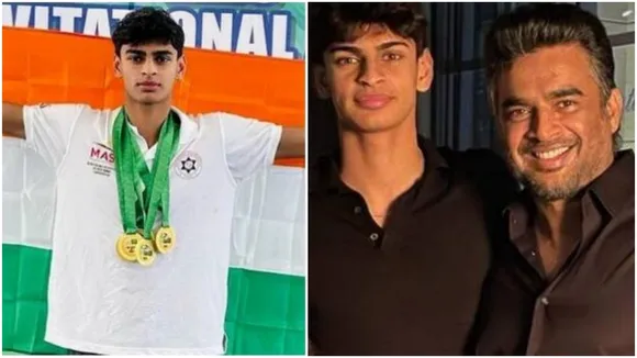 R Madhavan, R Madhavan son, R Madhavan son swimming, R Madhavan win, R Madhavan gold win, R Madhavan news, আর মাধবন, মাধবন-পুত্র, বেদান্ত, সাঁতারু চ্যাম্পিয়ন বেদান্ত, দক্ষিণী অভিনেতা মাধবন, অনুষ্কা শর্মা, বলিউডের খবর