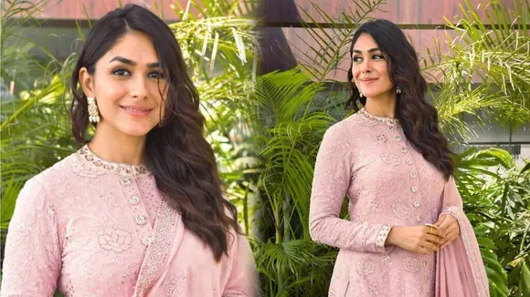 Mrunal Thakur Pastel Pink Salwar Suit