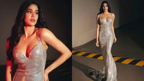 Janhvi Kapoor looks stunning in a shimmery gown