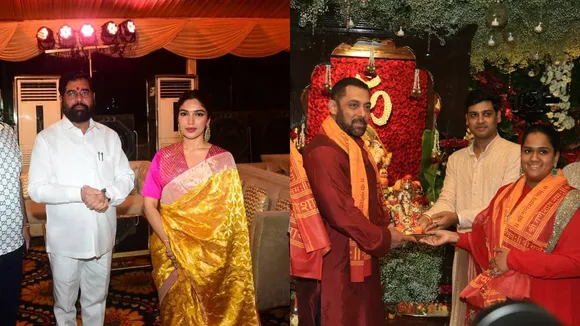 Salman Khan, Sunil Shetty, Shriya Saran, Shahrukh Khan and others at Eknath Shinde house for Ganpati celebrations