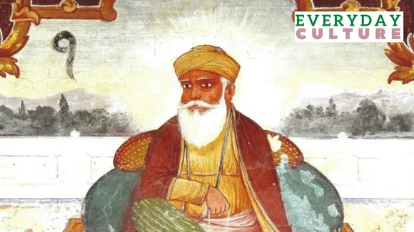 A fresco of Guru Nanak from Baoli Sahib, Goindwal, in Punjab.