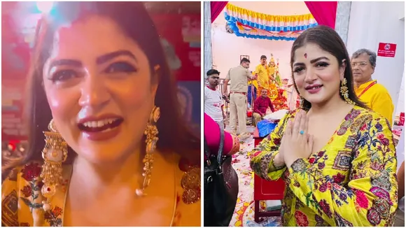 Srabanti Chatterjee visit naihati boro ma for Kali pujo occasion