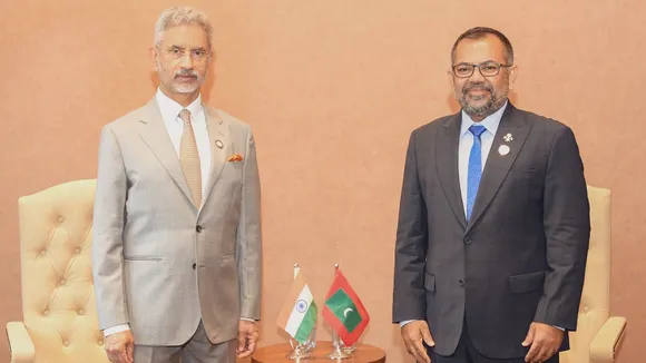 External Affairs Minister S Jaishankar with his Maldivian counterpart Moosa Zameer. (X/Jaishankar)