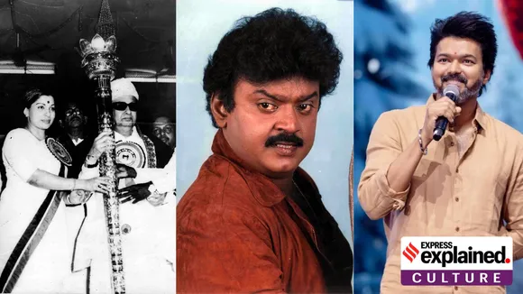 Vijay launches political party, A collages also shows Captain Vijaykanth, MGR and J Jayalalaithaa