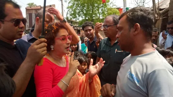 TMC candidate Satabdi Roy angry to face anger while campaigning in Sainthia Lok Sabha Election 2024, প্রচারে গিয়ে সাঁইথিয়ায় ক্ষোভের মুখে পড়তেই রেগে গেলেন তৃণমূল প্রার্থী শতাব্দী রায়