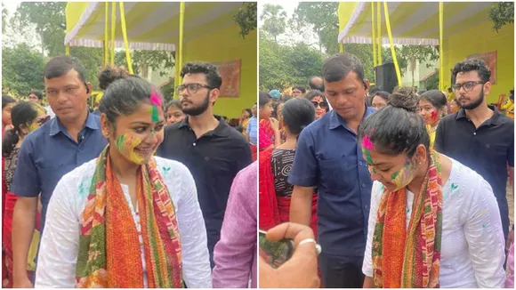 Tmc candidate Sayani Ghosh Holi Celebration