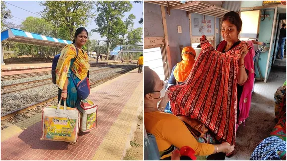 Selling saree kurti in local train