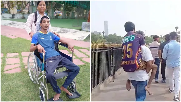 SPECIALLY ABLED SUPER FAN BIKRAM GHATAK AT KOLKATA KNIGHT RIDERS MATCH