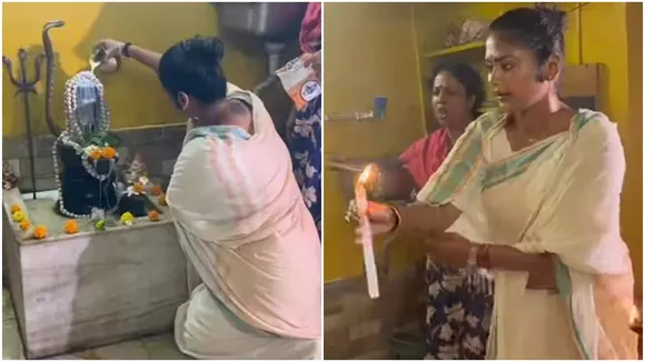 Jadavpur Tmc Sayani Ghosh performed puja at Shiva temple