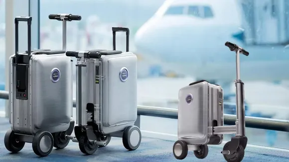 Smart Riding Suitcase, electric device charger, electric bag, electric luggage, travelling bag, air express bag, air express luggage, scooter suitcase for airport,