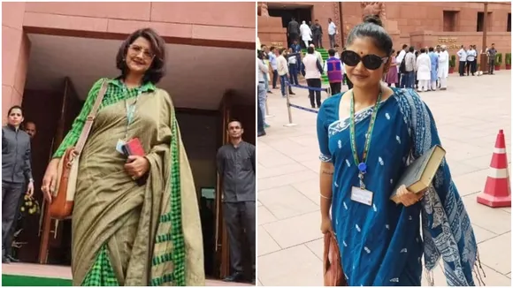 Rachana Banerjee and saayoni Ghosh at parliament with fashion sense