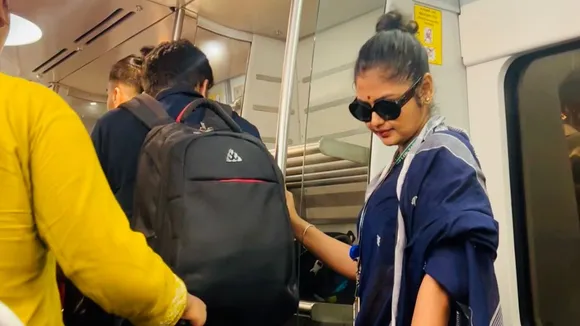 Saayoni Ghosh traveling with a metro in delhi tollywood news