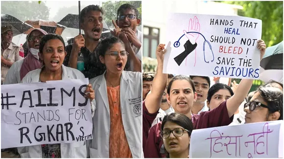 aiims and other delhi hospitals doctors unique protest against rg kar case, আরজি কর, দিল্লি, এইএমএস