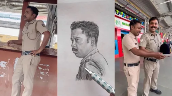 Sketch, Sketch Artist Make Policeman Happy, Sketch of Policeman, Viral News, Viral Video, Trending Video"