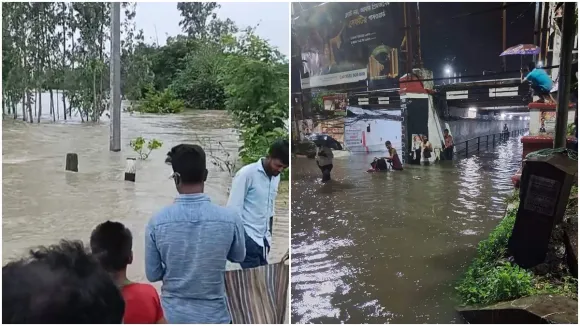 heavy rainfall waterlogged in chinsurah rail subway