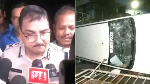 RG kar new violence, rg kar hospital, mob enters hospital premises, vandalises vehicle, নতুন করে হিংসা, আরজি কর হাসপাতাল, হাসপাতাল চত্বরে প্রবেশ জনতার, গাড়ি ভাঙচুর, kolkata police commissioner, kolkata police commissioner vineet goyal, vandalism at rg kar hospital