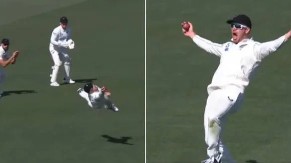 Glenn Phillips Takes Superman Like One Handed Catch At Gully To Dismiss Ollie Pope New Zealand vs England 1st Test Tamil News