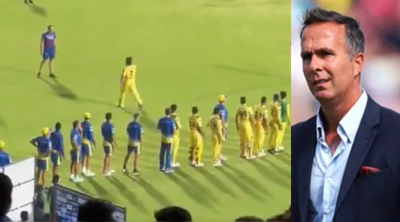  Michael Vaughan blasts RCB players for avoiding customary hand shake with MS Dhoni IPL 2024 Tamil News 