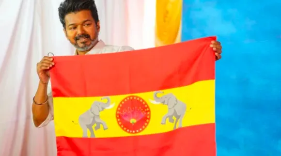 actor politician TVK vijay unveils party flag 2026 assembly polls Tamil News 