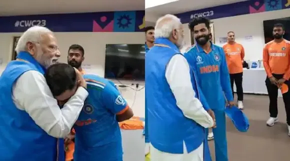 modi with shami and jadeja