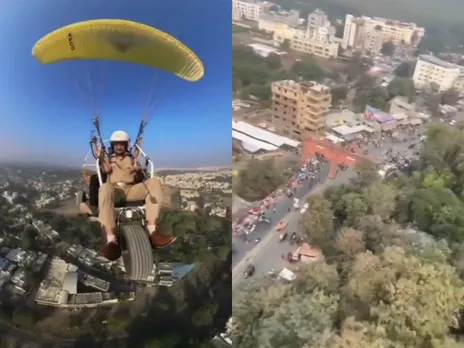VIRAL: Gujarat Police use paraglider to monitor 'Lili Parikrama' from the sky
