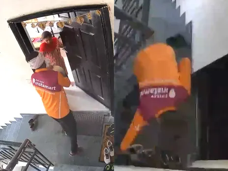 Swiggy delivery boy caught stealing shoes kept outside a flat, Netizens says 'New fear unlocked'