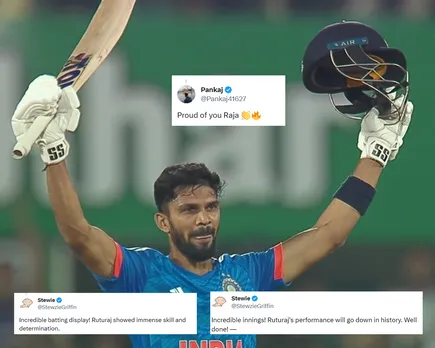 'Badhia batting kia'- Fans react as Ruturaj Gaikwad scores maiden T20I century against Australia in 3rd T20I